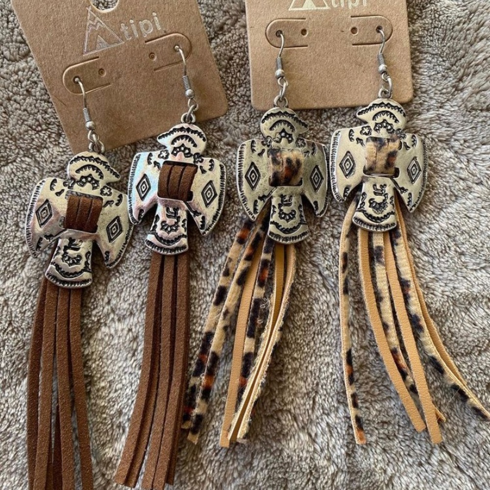 Thunderbird concho earrings